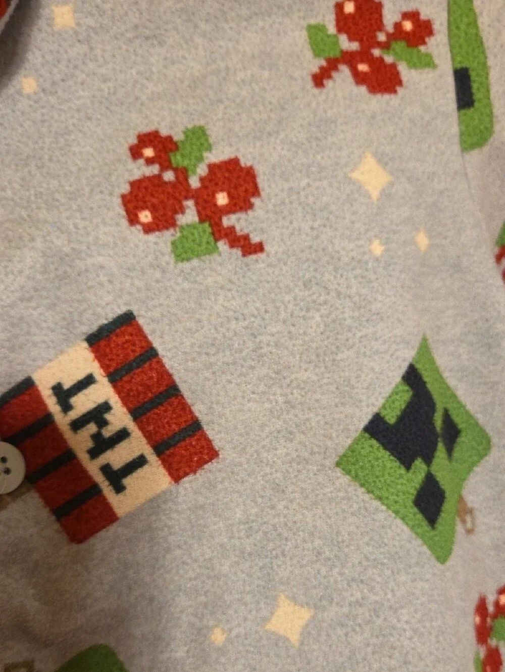 Minecraft Light Grey Kids Holiday Pajamas with Creeper Print